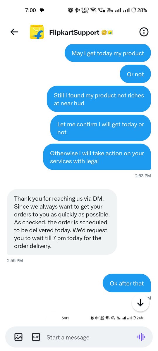 pm12898's tweet photo. @Flipkart @flipkartsupport @jagograhakjago really filpkart have not value for time of ther customer today 7 Feb they show me my product I get on 4 Feb after they my product was delayed. Then Sayed me I will get 7PM still I am waiting but still it's not processed I want ligal acti https://t.co/Qta3aLC337