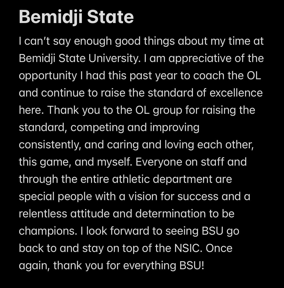 CoachChewy80's tweet photo. Thank you Bemidji State!!! Special place with special people!! https://t.co/xzLypxi4oR