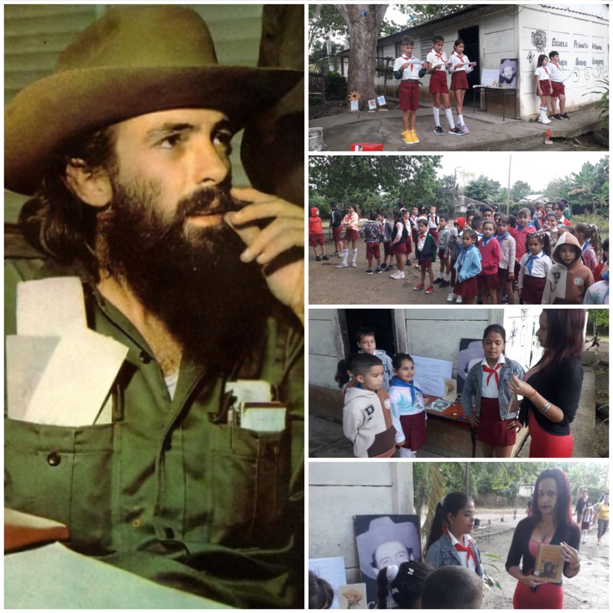 En el día de hoy en la Institución Educativa  Primaria"Rubén Bravo Álvarez" se le rinde homeneje a Camilo Cienfuegos en su natalicio #CubaViveEnHistoria