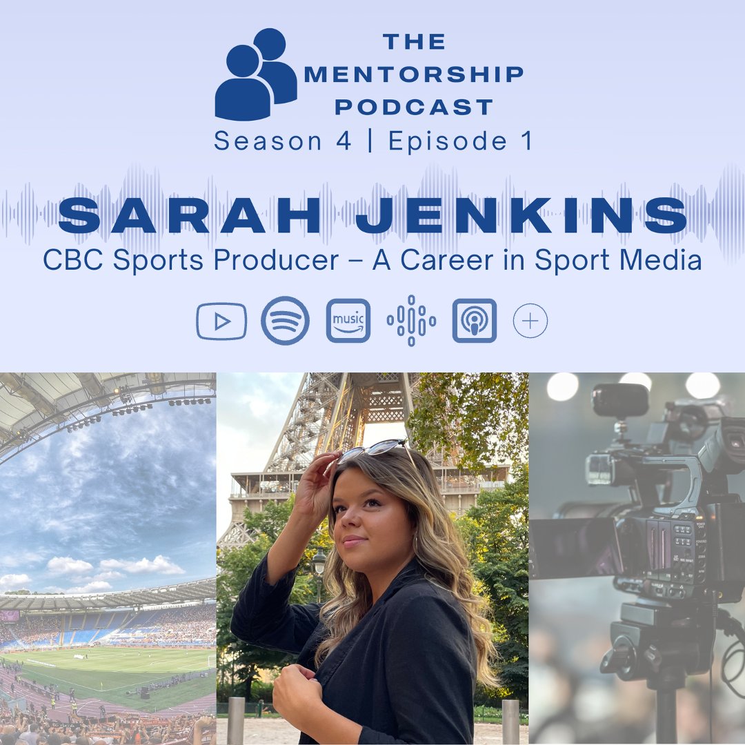 In our season 4 premiere, we are joined by @sarahjenkinsxo, a @RTA_tmu alum who is now a @cbcsports producer. Tune in to learn about the field of sport media & Sarah's career, including her work as a content creator! Watch: youtu.be/kybhz3bIK5w?fe… Listen: ment-projects.com/podcast/episod…