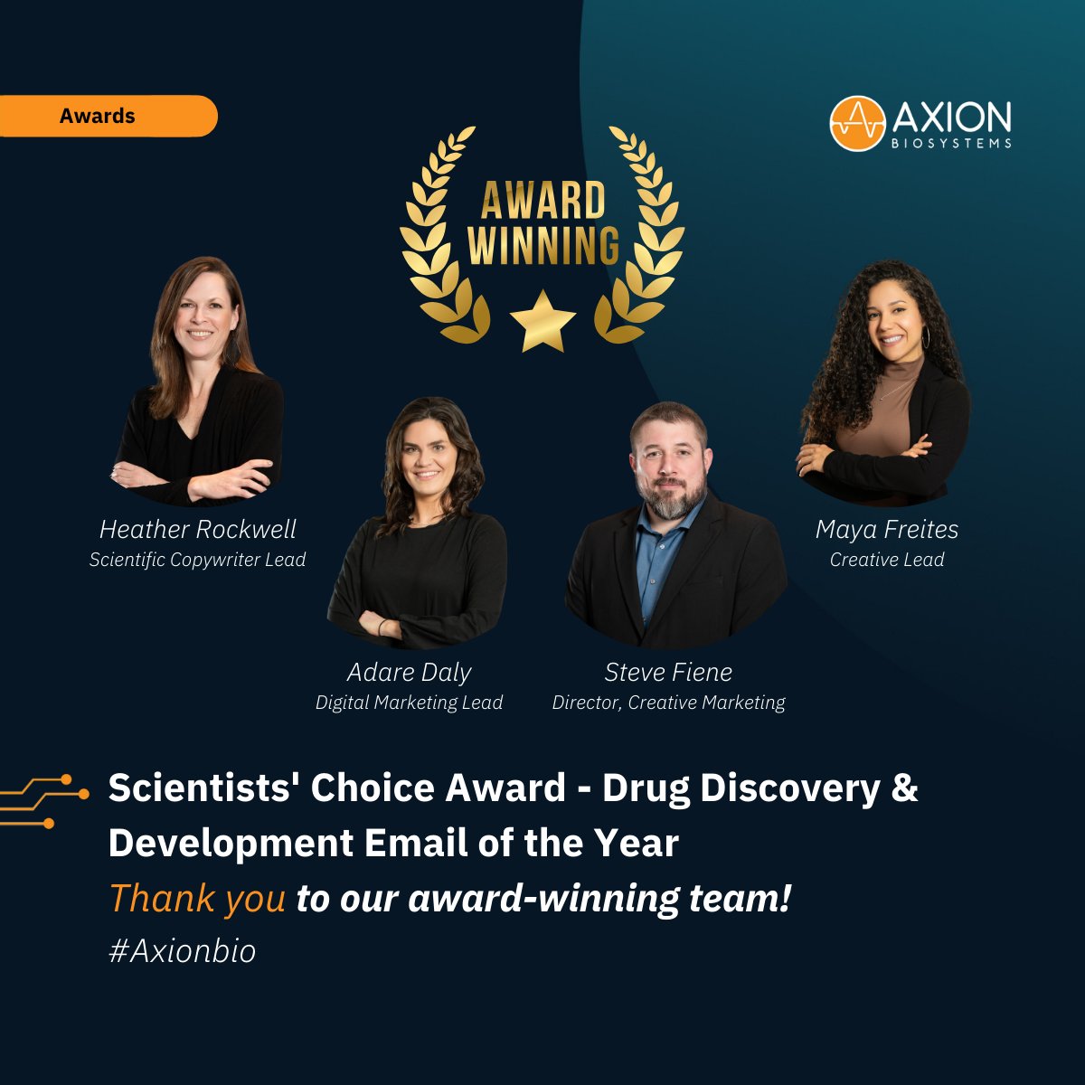 axionbio1's tweet image. Thrilled to receive the #SelectScience Scientists&apos; Choice Award for Drug Discovery &amp;amp; Development Email! 🏆 Thanks to all who make our #MaestroMEA systems essential tools in labs worldwide. Special thanks to Heather, Adare, Steve, and Maya for their creative efforts! #axionbio…