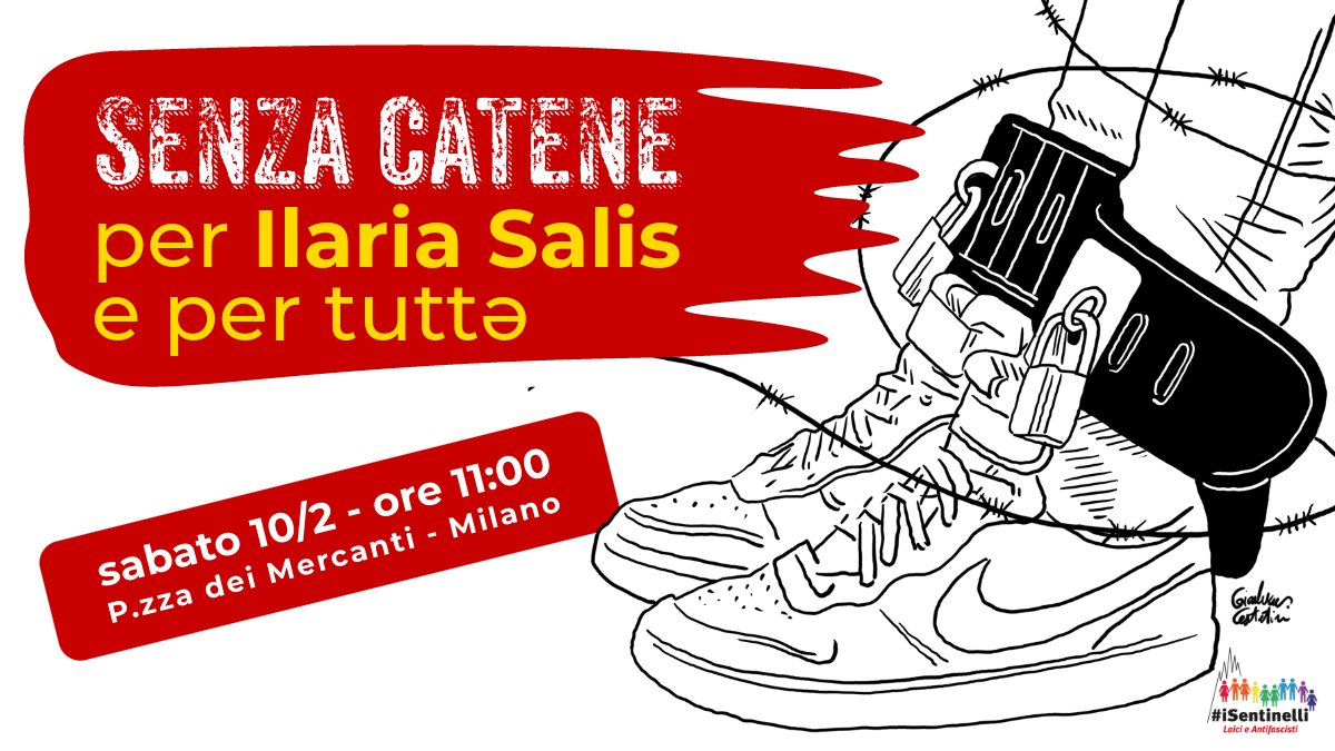 isentinelli's tweet photo. Sabato scendiamo in piazza perché riteniamo inaccettabili le condizioni alle quali sono sottoposte le persone ristrette, nel caso di Ilaria Salis così come in quelli delle carceri e dei CPR in Italia. Basta abusi.
Credits : @channeldraw
#isentinelli #senzacatene #IlariaSalis https://t.co/ai7yigjUKU