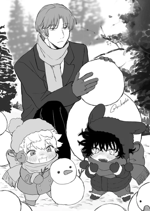 ベビちゃんと
二宮が雪だるま作った⛄️🍼 