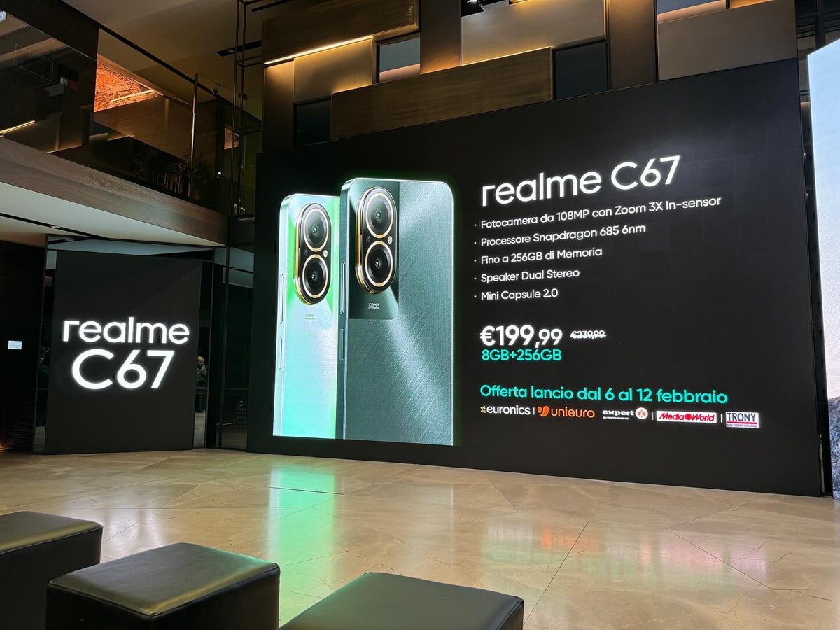 MikyAncona's tweet photo. Prezzi davvero interessanti per il nuovo Realme C67
@realmeItalia @realmeIndia @realmeglobal
https://t.co/uKbuRIy1wu
#realme #realmec67 #c67 #milano #milan #mikyancona #tech #technology #techblogger #techblog #review #smartphone #phone #mobile https://t.co/aOaqiHRIoO