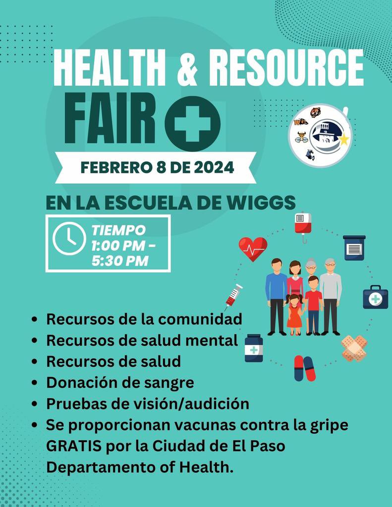 👩‍⚕️⚕️The Wiggs Resource Center will be hosting a health and resource fair on Thursday, February 8,2024 🧑‍⚕️🩺 @EPISD_FamilyEng @csepisd @WiggsWolverines