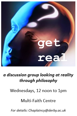 CHARITY LUNCH TOMORROW, Weds Feb 7!  Join us for a simple vegetarian buffet and great conversation.  We're raising money for the Fairtrade Foundation, so if can donate £1, that's great, but if you can't, no worries!  GET REAL, philosophical discussion group, is part of the lunch