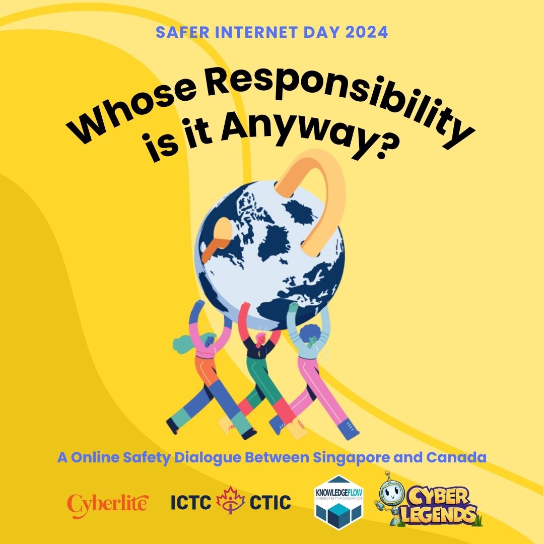 A #Singapore #Canada Pan Pacific #cybersecurity #education talk for #SaferInternetDay2024  
Whose Responsibility is #OnlineSafety Anyway? youtu.be/DR40sCDrwxk?si… via @WeAreCyberlite featuring @notonmyinternet @ICTC_CTIC & @CyberLegendsInc 
#SaferInternetDay