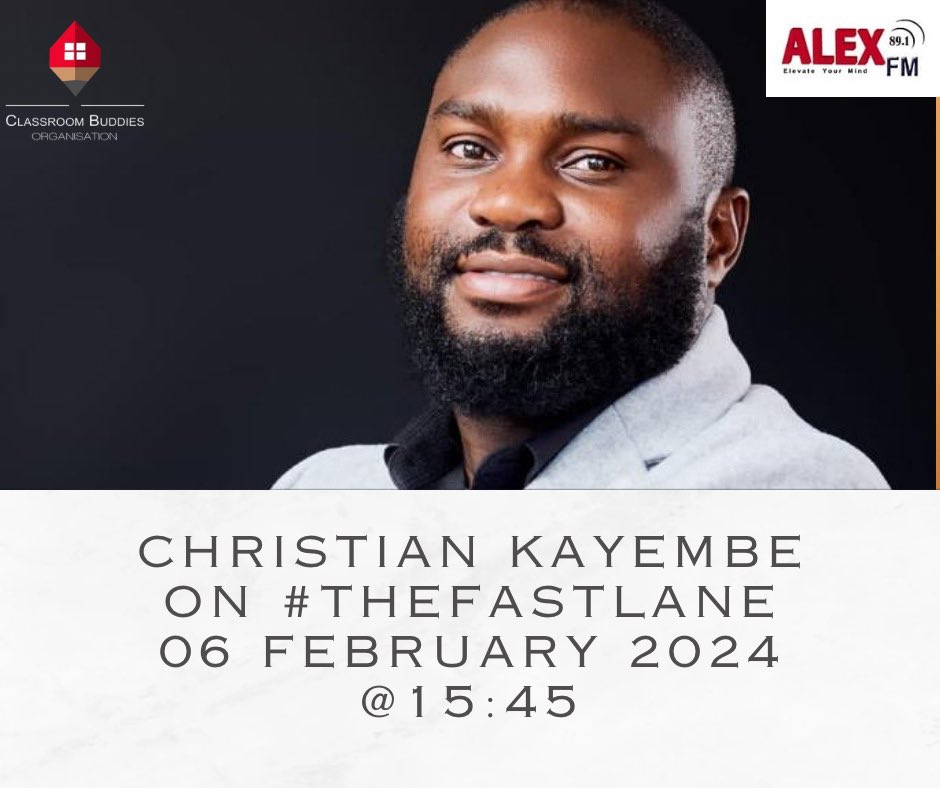 Tune in to AlexFM 89.1 today at 15:45 for an electrifying ride on the fast lane with Christian Kayembe! Get ready to dive deep into all things Classroom Buddies Organisation and more. This is one show you absolutely cannot afford to miss! See you there! 🔥 #CBO #ExcitementOnAir