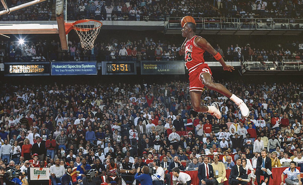 jordan dunk from free throw line in game