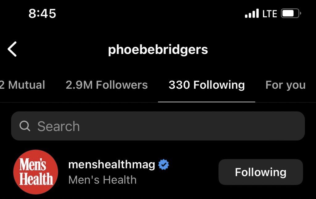 Phoebe Bridgers has unfollowed Lucy Dacus, Julien Baker, boygenius, and me on Instagram ……. but she still follows menshealthmag and that’s all that really matters 🥺