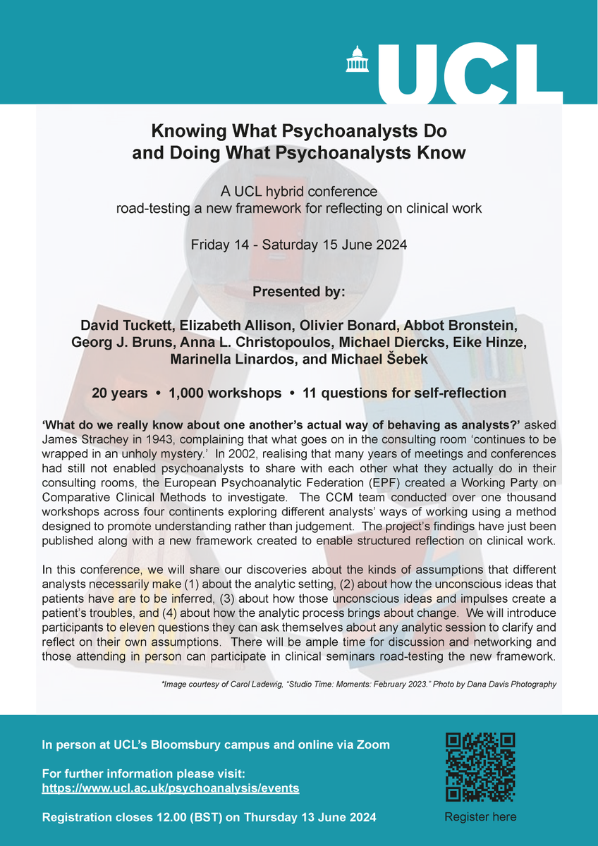 ➡️20 years ➡️1,000 workshops ➡️11 questions for self-reflection... Registration is open for our hybrid conference 𝗞𝗻𝗼𝘄𝗶𝗻𝗴 𝗪𝗵𝗮𝘁 𝗣𝘀𝘆𝗰𝗵𝗼𝗮𝗻𝗮𝗹𝘆𝘀𝘁𝘀 𝗗𝗼 𝗮𝗻𝗱 𝗗𝗼𝗶𝗻𝗴 𝗪𝗵𝗮𝘁 𝗣𝘀𝘆𝗰𝗵𝗼𝗮𝗻𝗮𝗹𝘆𝘀𝘁𝘀 𝗞𝗻𝗼𝘄, 14-15 June 2024 bit.ly/49jQz5q