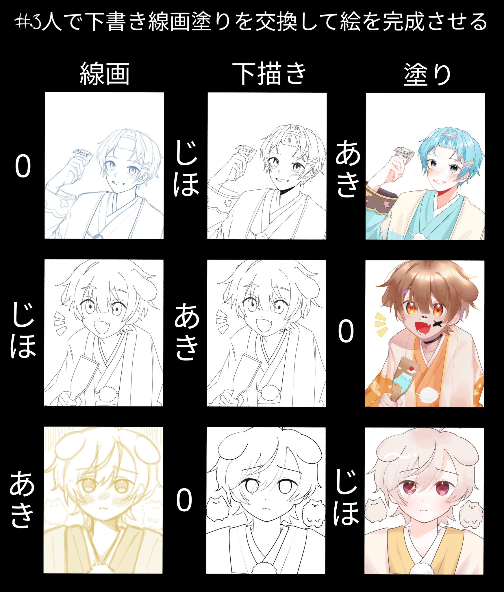 値下げ交渉NG絵画３点 かずちんの塗り絵 2025/7/30
