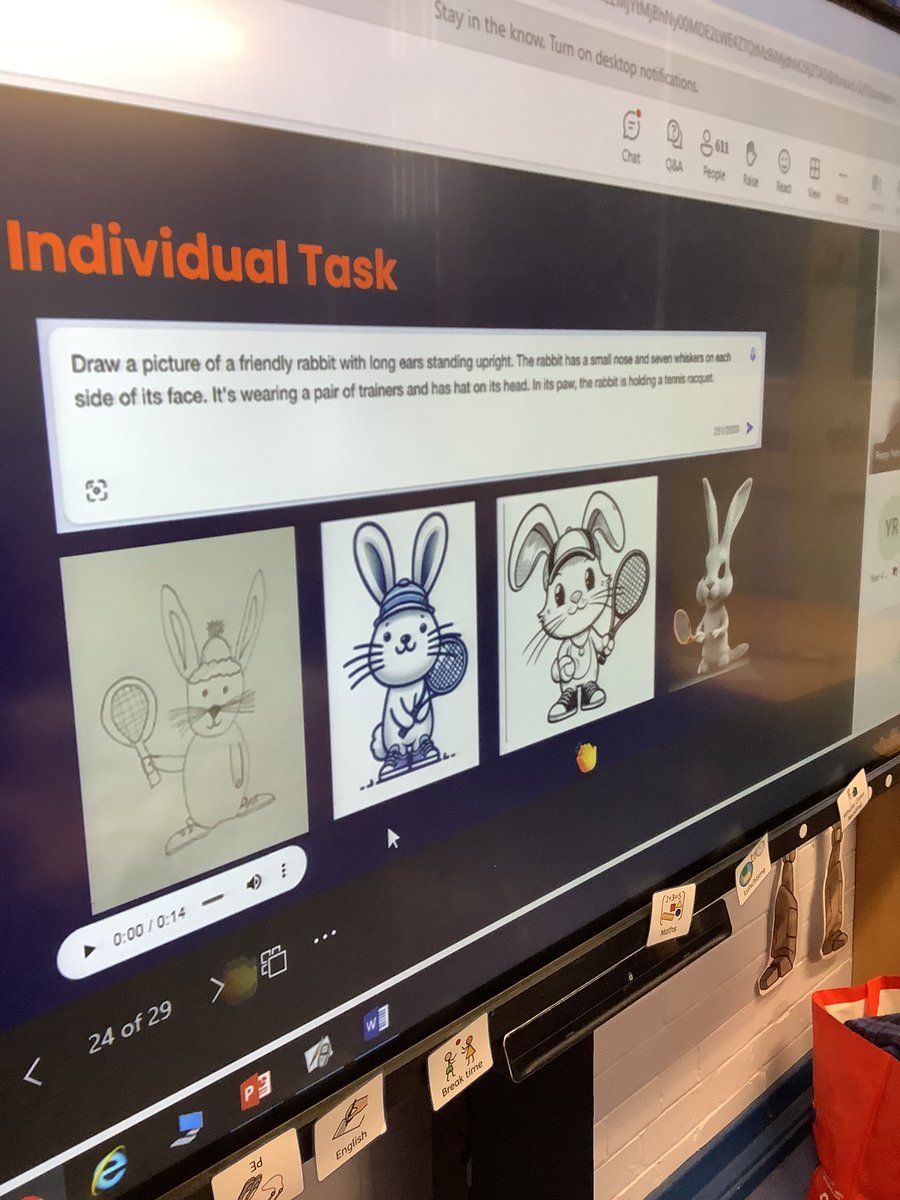 As part of #InternetSafetyDay year 4 took part in a #techwecan online lesson with lots of other schools across the country! We learnt all about Artificial Intelligence (AI) and how to use it safely. We then compared our drawings to pictures generated by AI! @HazelSchool