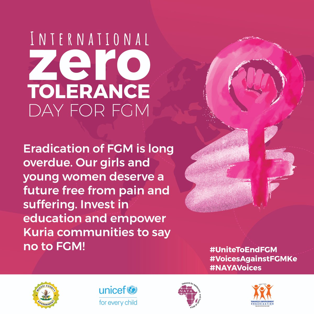 Culture is good yes ,but is it doing more or good?? FGM having no benefits to Girl's health should be eradicated. #UnitedToEndFGM #NayaVoices 
#UnitedToEndFGM
#VoicesAgainstFGMKe
#NAYAVoices
@Unicefprotects
@UNICEFKenya
@JackOnyando
@TunawezaEmpower
@Victorrasugu