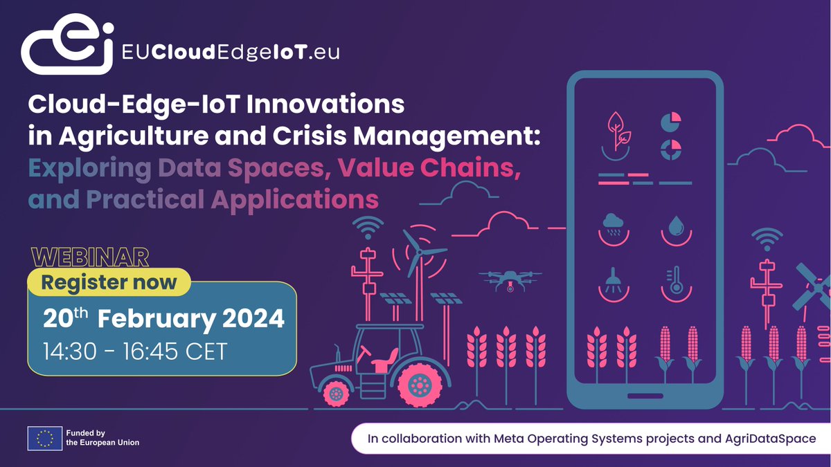 🌾Join us on Feb 20 to discover the future of #agriculture! From #data spaces to #value chains, join us for expert presentations, use case discussions, and a panel with industry leaders. Don't miss this event co-organised with our MetaOS projects and @AgriDataSpace. Register