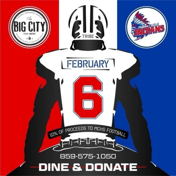 MCHSFBboosters's tweet photo. 🏈 Help support this fundraising event TODAY at Big City Pizza! All day long! Carry out or dine in! @MCentral_FB @MCHSNews @C_Chap_SC @Coachwb3 #ForTheTribe #RollTribe https://t.co/ytdX4WqS8m