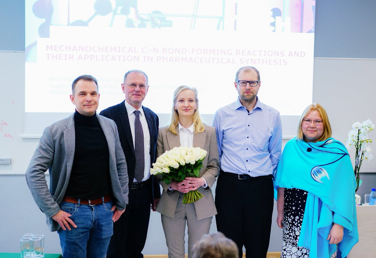 DzmitryKananov1's tweet photo. Congratulations to Dr. Tatsiana Nikonovich @tatsianadalido1 with a brilliant PhD defence on the topic of #mechanochem C-N bond forming reactions!!! Examined by Prof. Carsten Bolm and Prof. Lauri Vares. @RiinaAav and me, we are extremely happy! https://t.co/bvLLTXXkcB