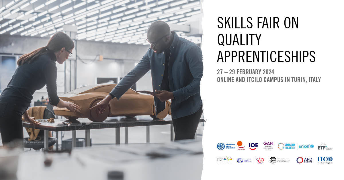 Organised by @ITCILO, the Skills Fair aims to promote the Quality Apprenticeships Recommendation, exchange knowledge on good practices as well as on forward-looking approaches and technologies to consolidate and transform #apprenticeships. To register: bit.ly/42prh3y