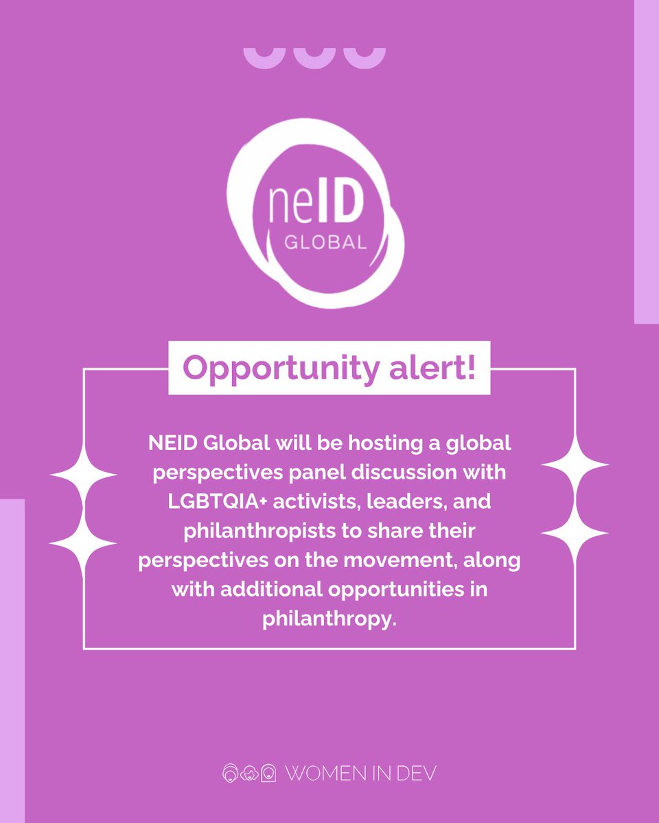 Women in Dev (@womendev) on Twitter photo Join <a href="/NEIDonors/">NEID Global</a> for a discussion on Tue 13th Feb with LGBTQIA+ activists, leaders, and philanthropists as they share perspectives from both a rights and economic livelihoods lens and provide insight on the current state of the movement.
Register now โก๏ธ conta.cc/3HMTo3t Join <a href="/NEIDonors/">NEID Global</a> for a discussion on Tue 13th Feb with LGBTQIA+ activists, leaders, and philanthropists as they share perspectives from both a rights and economic livelihoods lens and provide insight on the current state of the movement.
Register now โก๏ธ conta.cc/3HMTo3t