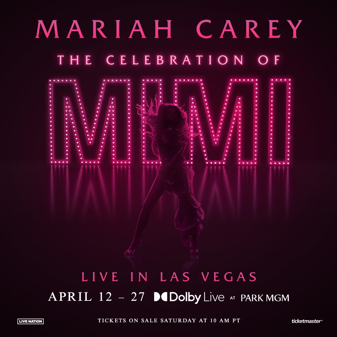Vegas, I’m coming back to town with a new show!! 🎉🦋 ‘The Celebration of Mimi’ Live in Las Vegas, this April 12-27 at Dolby Live at Park MGM! Get your tickets Saturday at 10am PT @ ticketmaster.com/MariahVegas 🎉🦋🎙️❤️