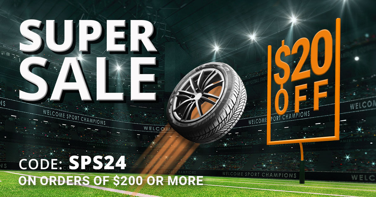 Score incredible discounts %💥before this weekend's epic showdown! 🏈 Secure unbeatable deals with our Super Sale 🏷️💲 and enjoy $20 off on orders of $200 or more. 🏈

#TireSale #TireDiscounts #SuperSale #BigGameDeals #TireSpecials