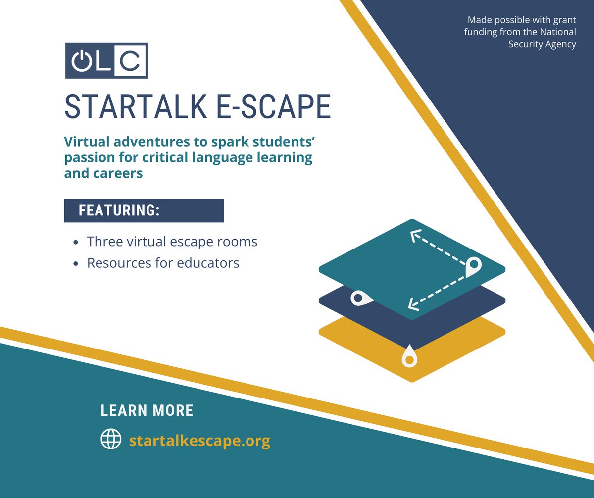 🌟 Unleash the excitement of language learning with our groundbreaking innovation – OLC STARTALK E-SCAPE! Dive into immersive escape rooms designed for critical languages like Arabic, Persian, & more. Discover more about this online learning game-changer - startalkescape.org