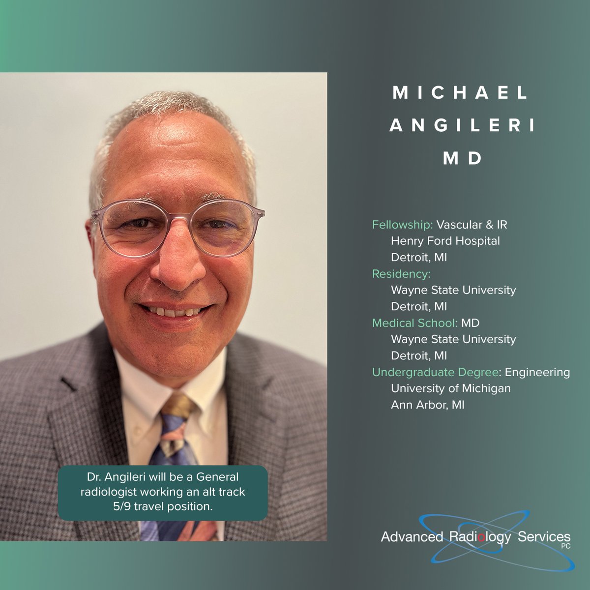 Advanced Radiology Services, PC (@advancedrad) on Twitter photo Please join us in welcoming Dr. Angileri to <a href="/AdvancedRad/">Advanced Radiology Services, PC</a>! We are thrilled to have you on board! Please join us in welcoming Dr. Angileri to <a href="/AdvancedRad/">Advanced Radiology Services, PC</a>! We are thrilled to have you on board!