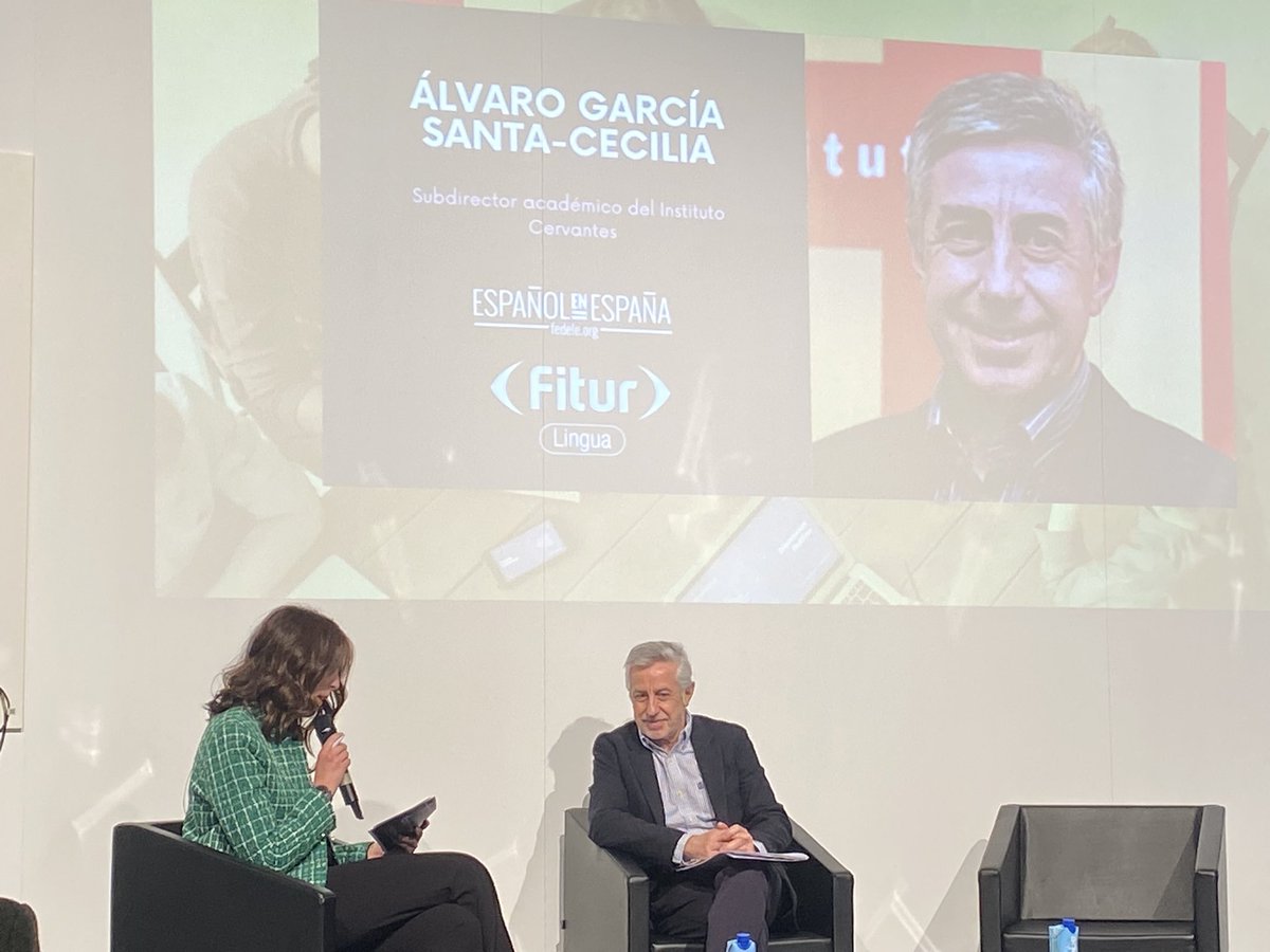 InstCervantes's tweet photo. El español es una de las lenguas que ➕ interés suscitan en un 🌍 en que el turismo idiomático cobra cada vez ➕ peso.
▶️#Siteloperdiste: entrevista a Álvaro García Santa-Cecilia, nuestro subdirector académico, en #FiturLingua de la mano de @federacionele.
https://t.co/AfvSO51AWo https://t.co/f8JUfl5ciA