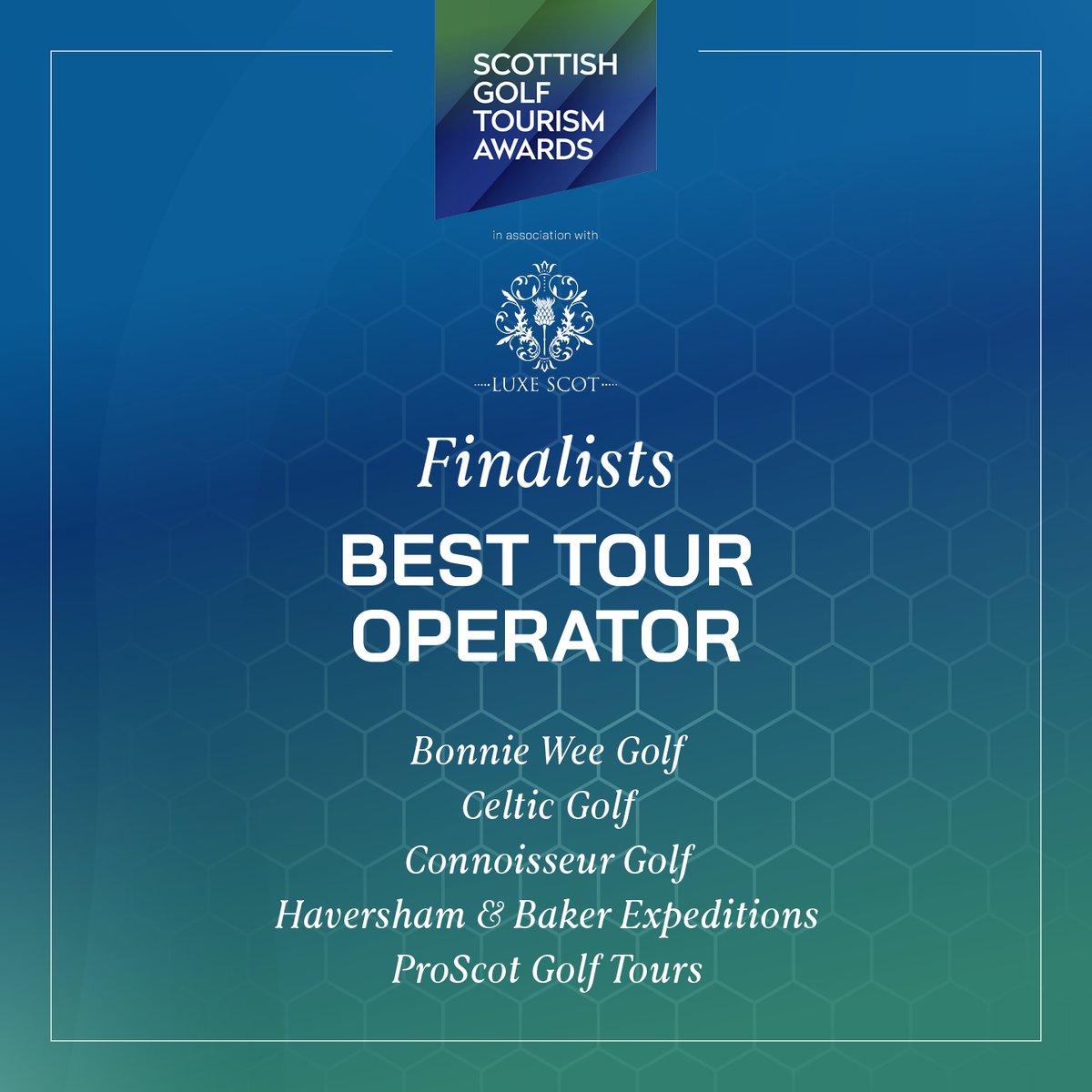 Introducing the finalists for the Best Tour Operator category:

@BonnieWeeGolf 
@CelticGolf 
@connoisseurgolf 
@HavershamBaker 
@Proscotgolf 

For more information, visit the link below:

bit.ly/SGTA2024
