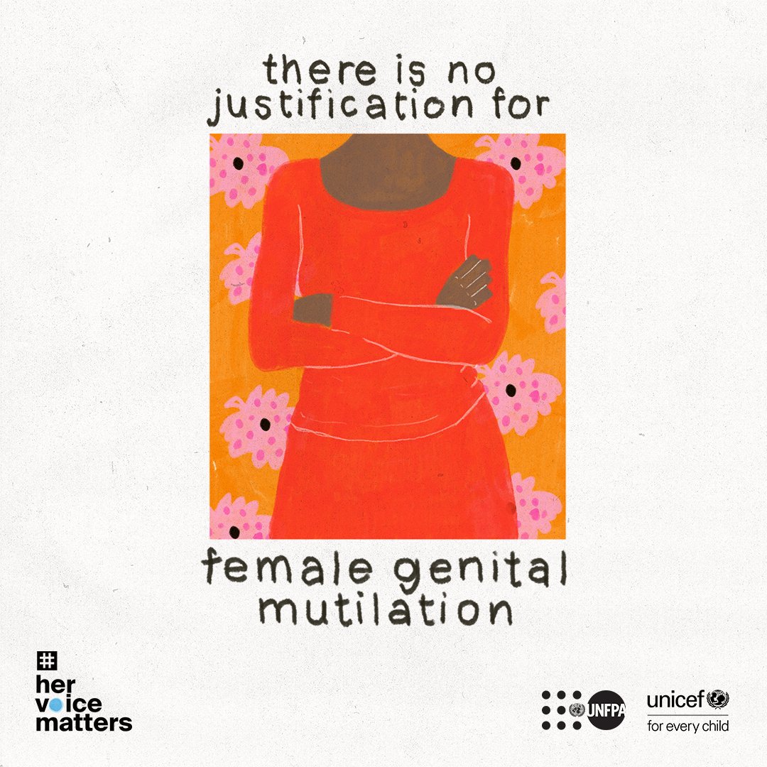 🚨 Female genital mutilation (FGM) is a grave violation of human rights.

We can end this harmful practice once and for all.

#StandUp4HumanRights and see how <a href="/UNFPA/">UNFPA</a> is amplifying survivors’ voices to inspire collective action to #EndFGM: unf.pa/dzt

#HerVoiceMatters