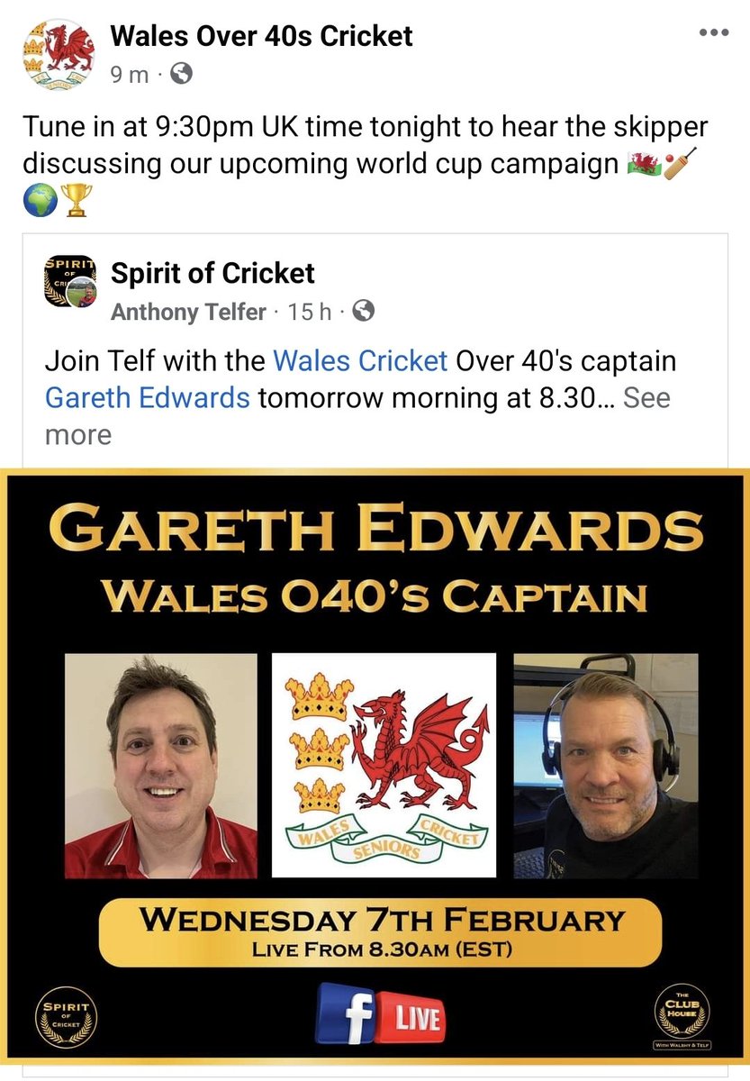 Catch the skipper on @Spiritofcrick over on Facebook Live at 9:30 UK time this evening 🏴󠁧󠁢󠁷󠁬󠁳󠁿🏏🌍🏆