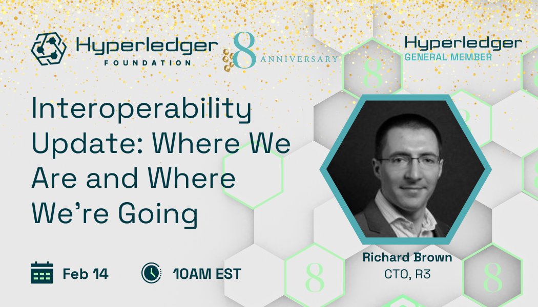 R3's @gendal joins a panel of industry experts at next week's @Hyperledger 8th Anniversary event to discuss the latest in #interoperability. Register now to discover why it is essential for #DLT networks to interoperate seamlessly and securely: bit.ly/3OzGFoB