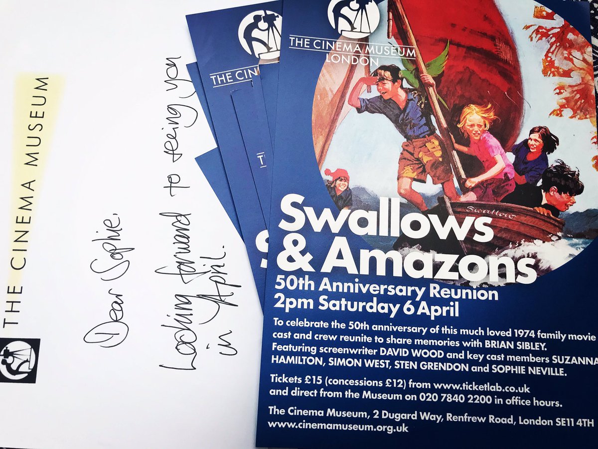 Fliers have arrived for a Q&A and 50th Anniversary screening of @StudiocanalUK movie ‘Swallows and Amazons’ (1974) @CinemaMuseum #London #April #familyfilm #Easterholidays