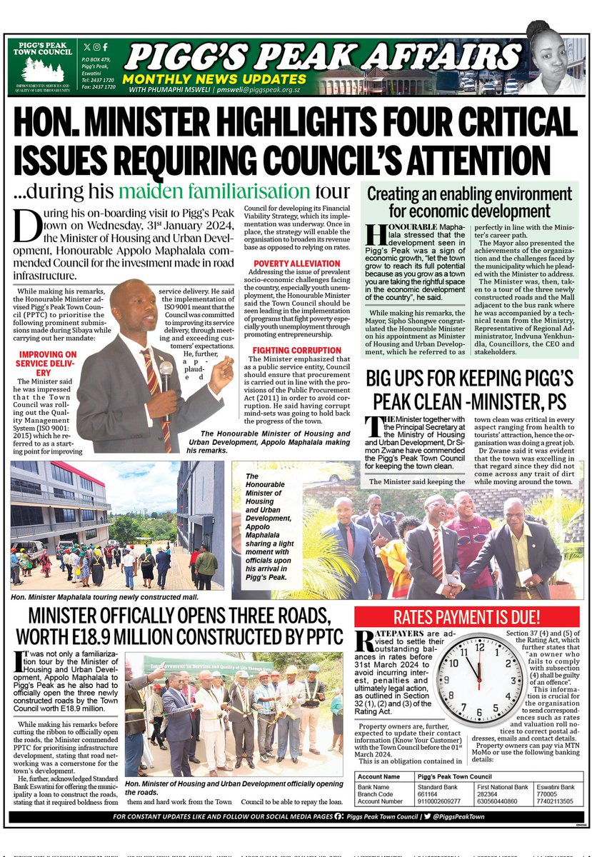 Pigg's Peak News today with the Times of Eswatini 
#PiggsPeakTown