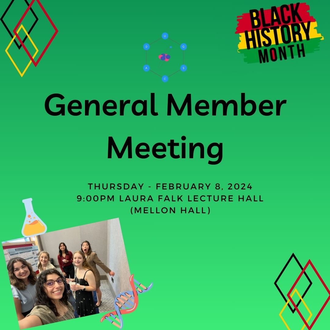 DuqACS's tweet photo. Mark your calendars: this Thursday (Feb 8th) at 9pm is our General Member Meeting in Laura Falk!  We will be discussing Black History Month and how to get involved in Duquesne's Undergraduate Research Program (URP)!  We hope to see you there! #acs #BlackHistoryMonth https://t.co/EIguYM0BvO