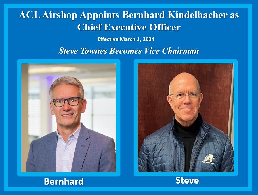 ACL Airshop Organizational News: In a well-planned orderly transition, a new CEO is appointed as of March 1, 2024. Bernhard Kindelbacher is the successor to Steve Tow CUSTOM ULD SOLUTIONS, 24/7/365.
#ACLairshop #AirFreight #AirCargo #Logistics 
lnkd.in/gKRfmzJT