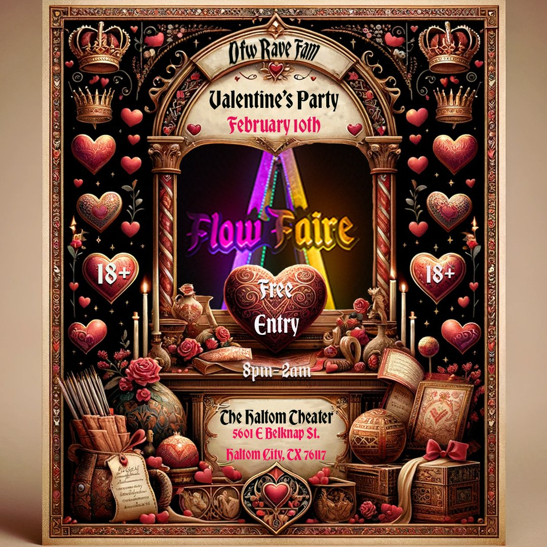 🎉💖 Hey, DFW Rave Fam! 💖🎉

This Saturday, we're turning up the love for our Valentine's Party! Whether you're feeling like dressing up in lingerie or cozy in your comfiest pajamas, come join us for a night filled with creativity, music, and unforgettable memories. 🌟