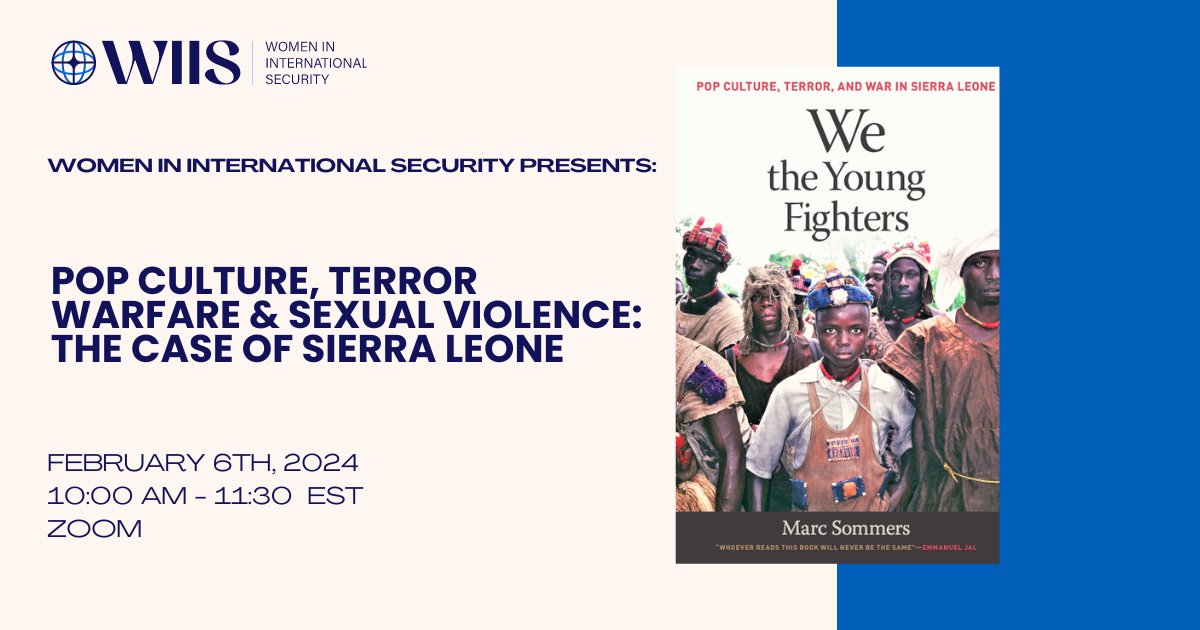Join WIIS at 10 AM (EST) today for a virtual discussion exploring the prevalence and response to conflict-related sexual violence and Dr. Marc Sommer’s newest book, “We the Young Fighters.” Don't miss out! Register here: ow.ly/qsaF50Qykmf