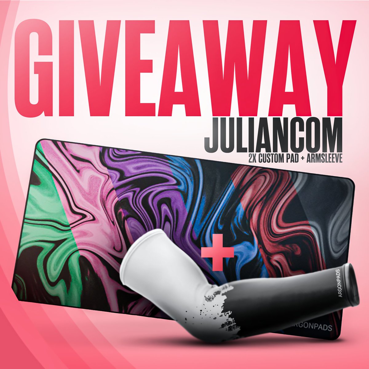 JULIANCOM X ARGONPADS GIVEAWAY

2 CUSTOM ARGONPADS x ARMSLEEVES BUNDLES

- Follow <a href="/JulianCoMx/">JulianCoM</a> &amp; <a href="/argonpads/">argonpads</a>
- Retweet this tweet 
- Tag a friend who needs a new mousepad

Ends in 4 days