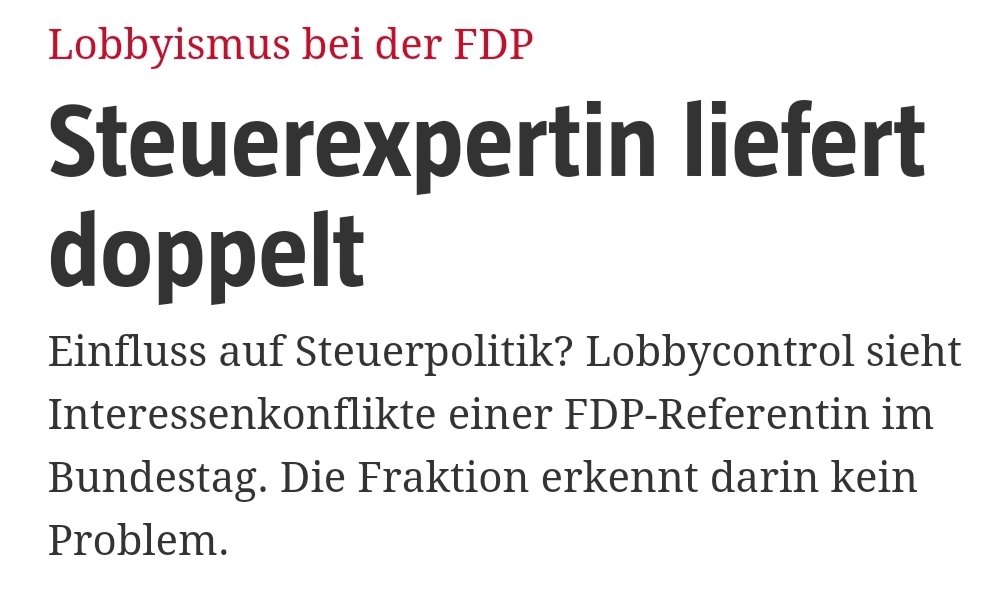 watch_union's tweet photo. Talking about Interessenkonflikt...
Frau Julia #Bossmann arbeitet bei #DeliveryHero und soll dort bei der Steueroptimierung unmittelbare Interessensvertretung ausüben.
Sie arbeitet auch für die @FDP-Bundestagsfraktion – als steuerpolitische Referentin und hat somit Einfluss auf https://t.co/yyeoGOEcz4