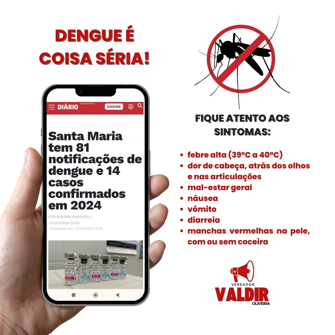 valdiroliveira_'s tweet photo. Denúncias de possíveis focos do Aedes aegypti podem ser feitas para a superintendência de Vigilância em Saúde pelo telefone (55) 3921-7159 e/ou WhatsApp no (55) 7400-5525! https://t.co/zv9J5kT0xy