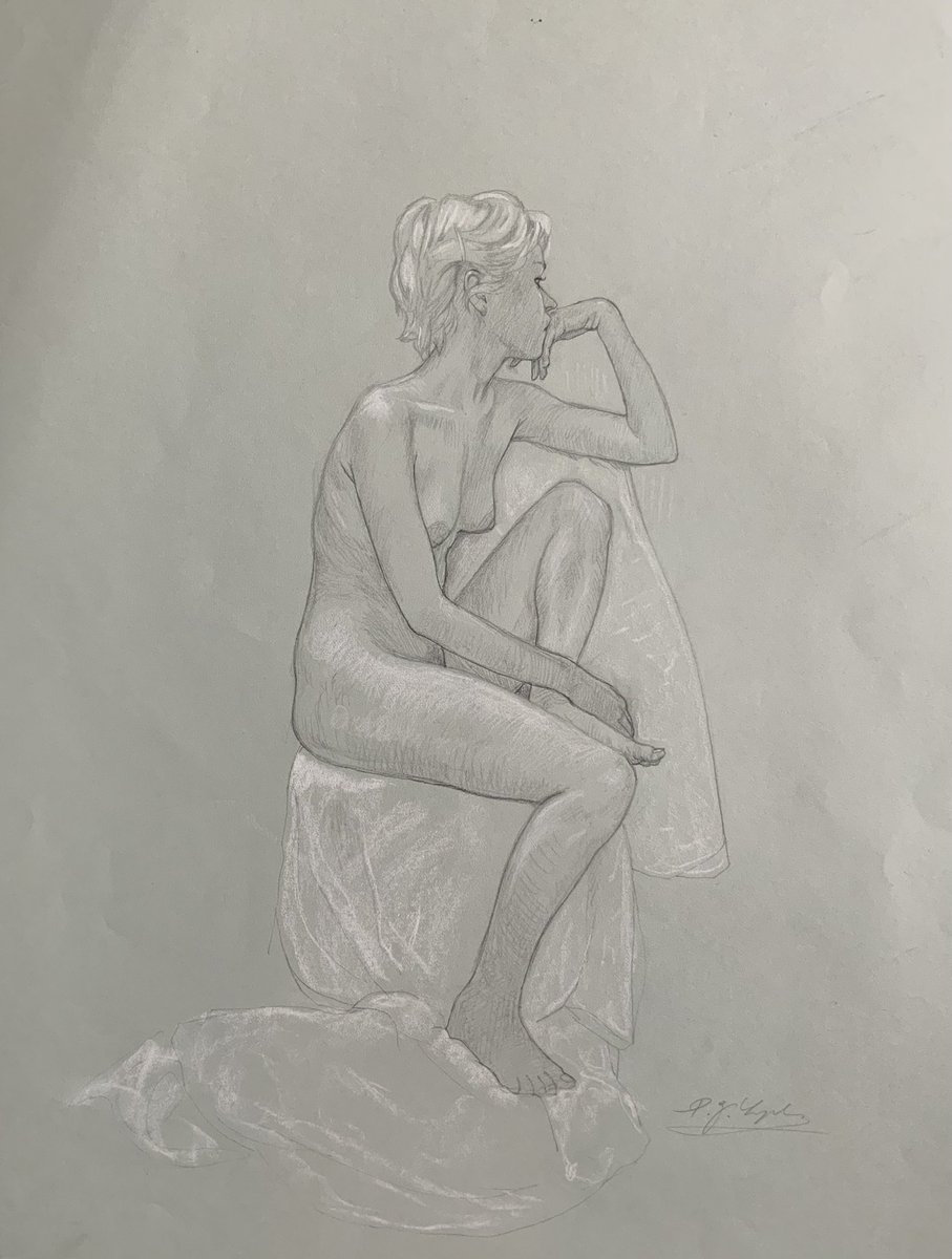 This drawing is my contribution to the United Arts Club’s “Thursday Life Drawing 20th Anniversary Group Show” 8th Feb to 3rd March 2024 The show opens on Thursday at 7:30pm. Come along if you’re in Dublin. #UnitedArtsClub #PJLynchgallery #PJLynchArt #LifeDrawing