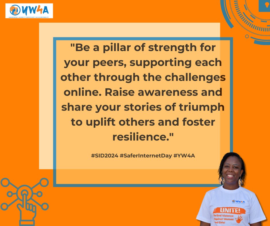Navigating digital spaces 💻📱 safely is essential, particularly for young women. While these spaces offer immense opportunities, they also present risks. 

Explore more insights on online safety for young women from #YW4A 🔗: bit.ly/3vYnX3l 

#SaferInternetDay #EndSGBV