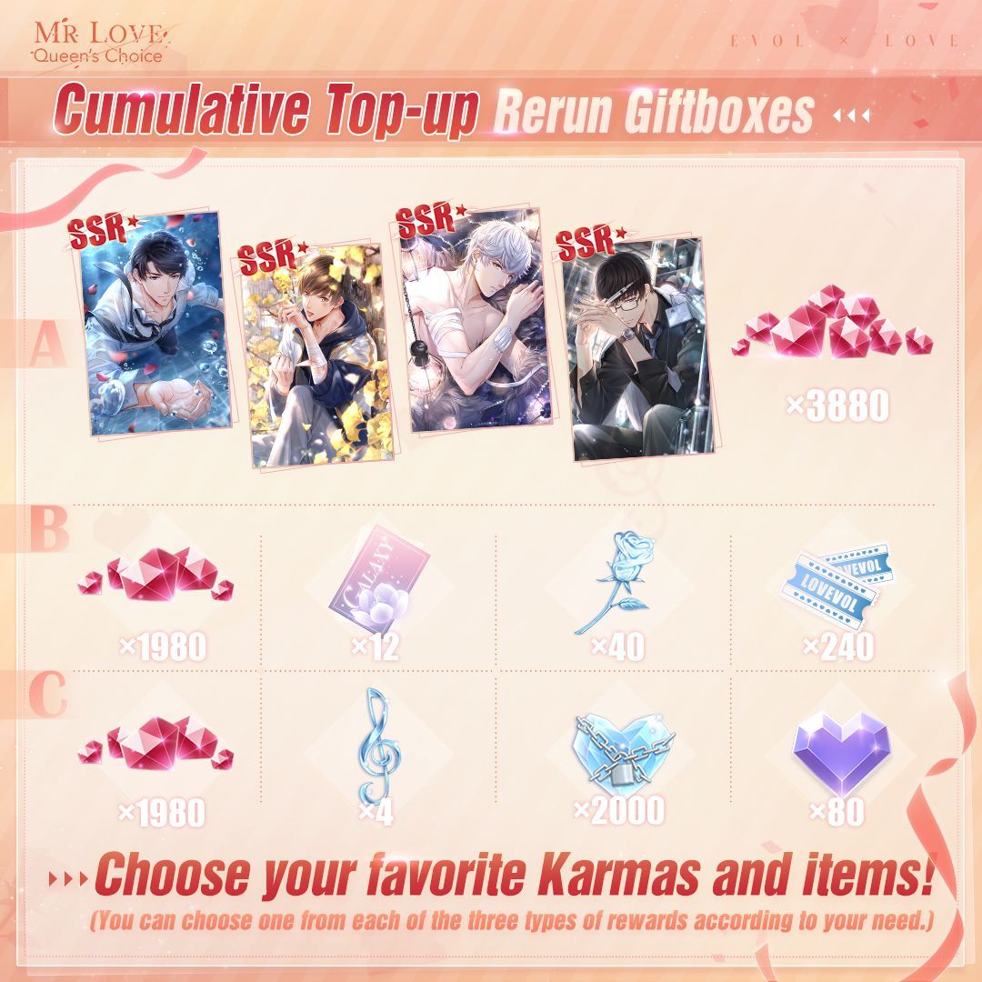 MrLoveMobile's tweet image. 🎉Cumulative Top-up Karma Rerun🎉

📅Event Period: 2024/2/7 5:00 ~ 2024/2/17 23:59 UTC-8

🧾Event Details: buff.ly/3N4okzm 

#MrLoveMobile #TopUpRewards