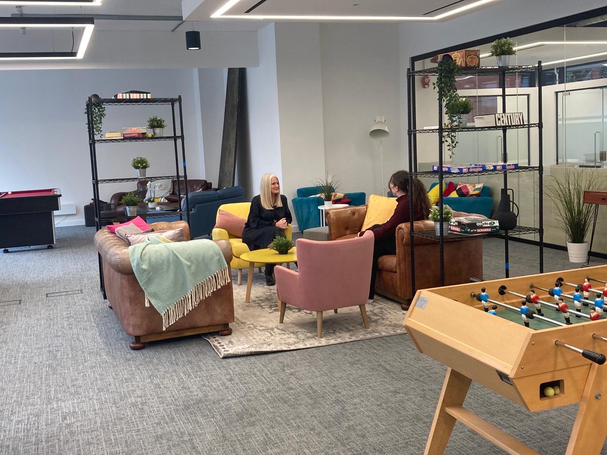 We are so excited to be working with @TBXHSunley in the coming months and were lucky enough to be shown around Sunley House this morning. Their offices and ground floor space looks great, kitted out with comfy sofas, meeting pods and even table football!