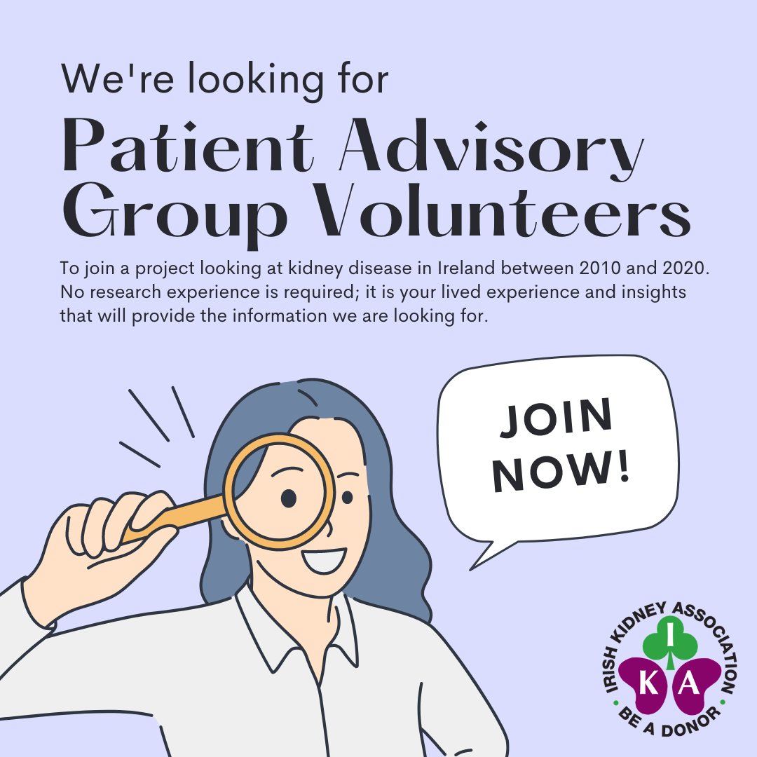 Interested in improving treatments for kidney patients? We are looking for patients to join a Patient Advisory Group (PAG). Click here to register your interest: surveymonkey.com/r/THLDT2Z Click here to view last week's webinar about the project: youtu.be/sAZv0Dm52Kc?si…