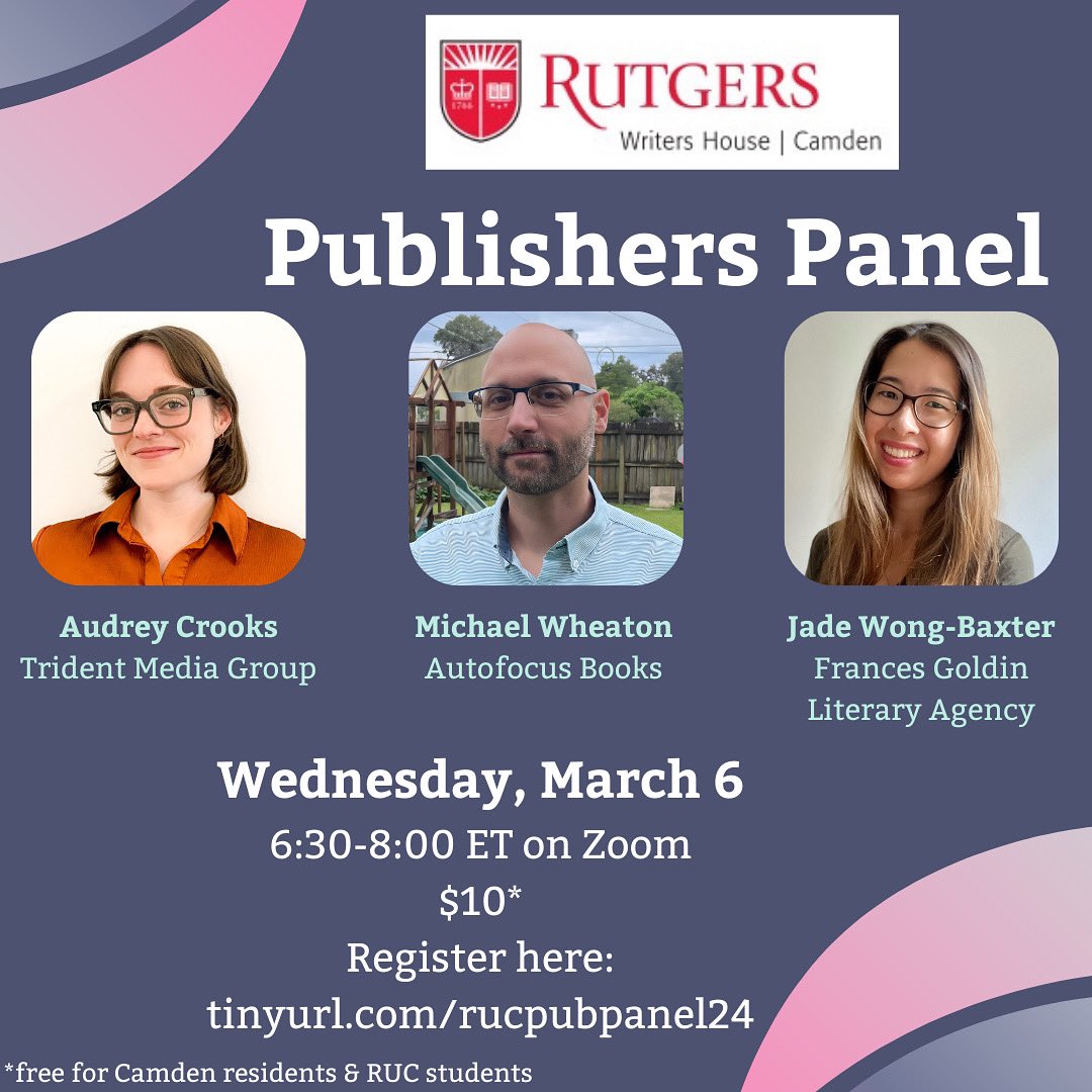 Wondering about book proposals, query letters, the pros and cons of small presses, or what to look for in an agent? Get all your questions answered at our Publishers Panel one month from today!
Register here: tinyurl.com/rucpubpanel24