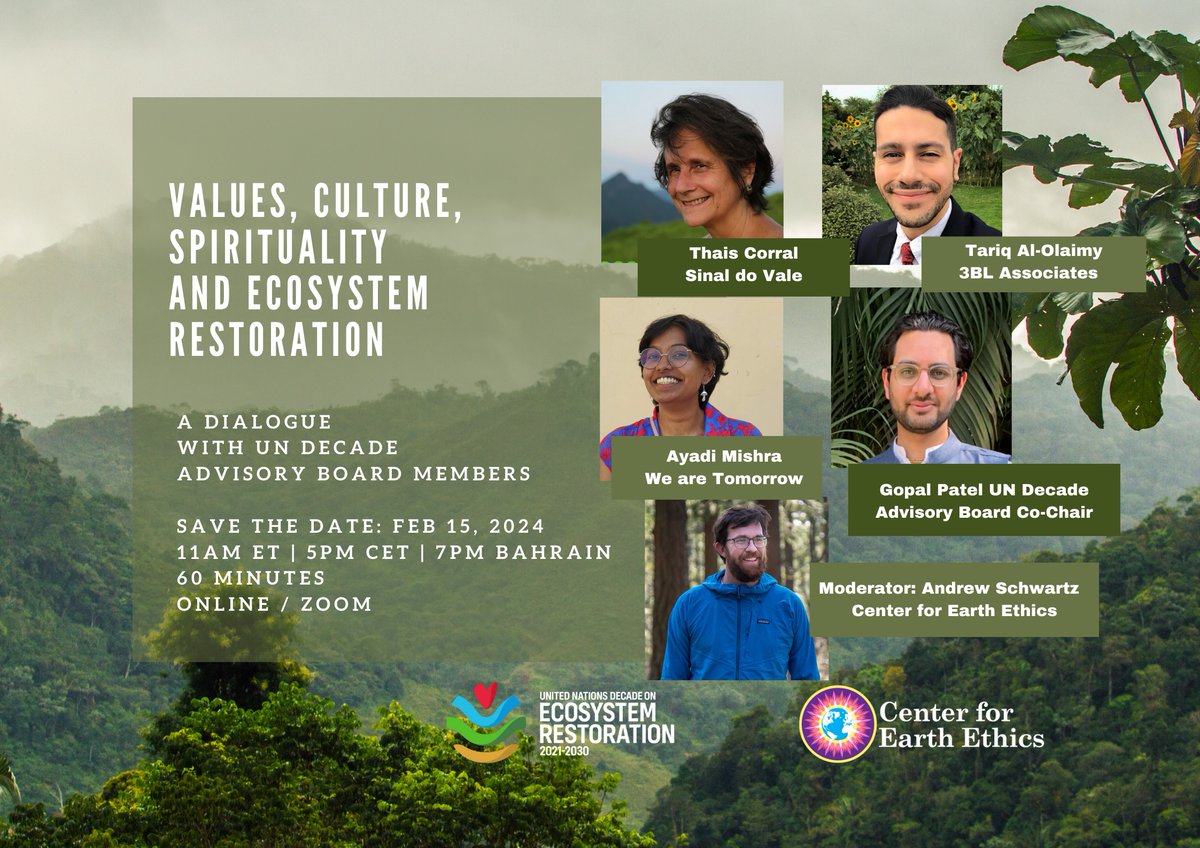 What does a meaningful #GenerationRestoration look like? Board members Thais Corral, @BhumiGopalPatel, @tariqal & @biodiver_cities discuss on 16 Feb how we can repair the relationship between people & nature. 🗓️ You're cordially invited – register now: decadeonrestoration.org/events/dialogu…