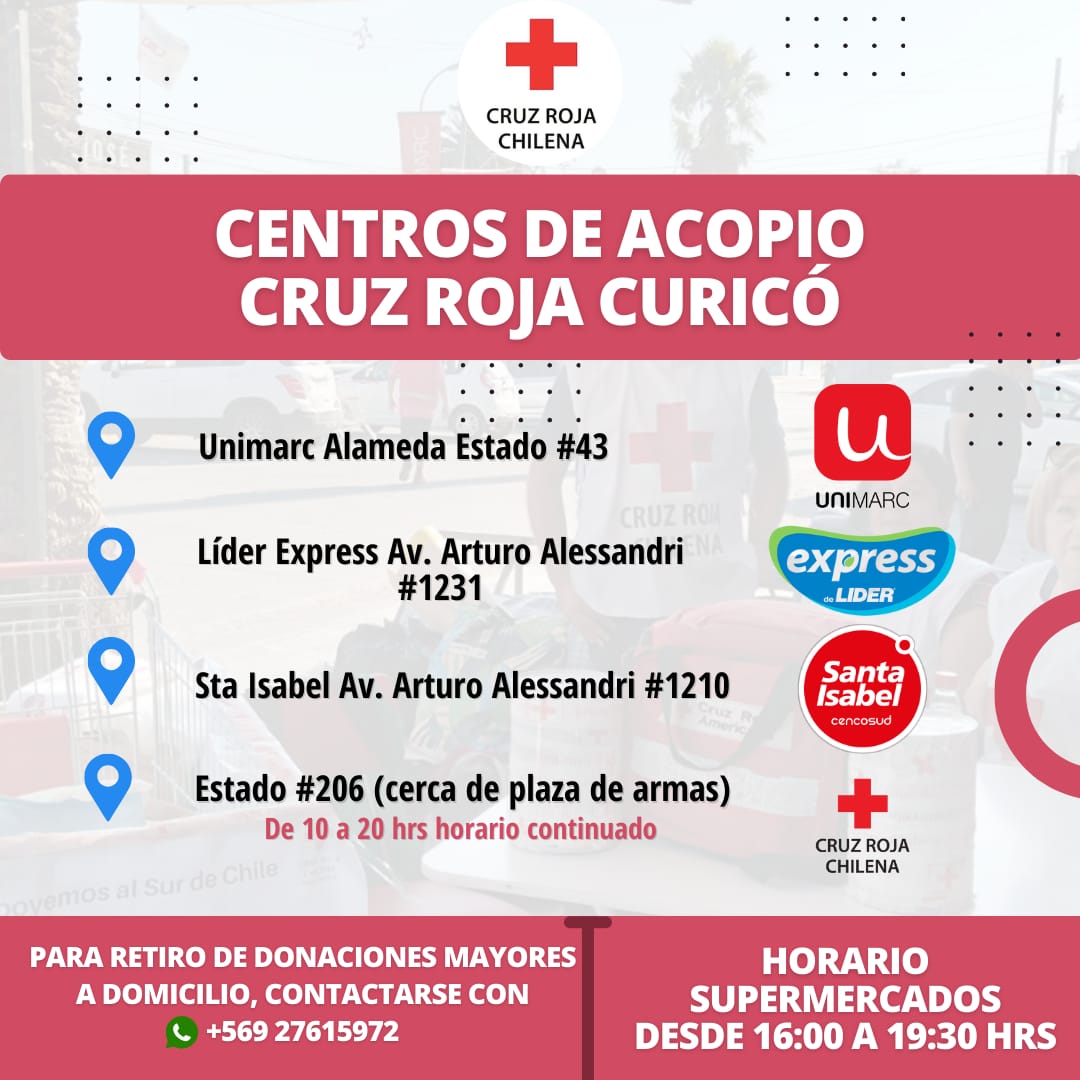 Te estamos esperando! La quinta región necesita tu ayuda! #curico #ayudahumanitaria #incendio #IncendiosForestales #acopios #cruzroja