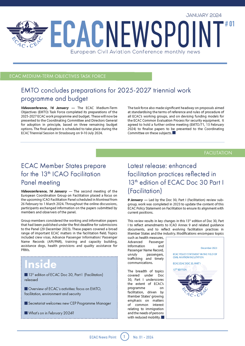 January issue of ECAC News Point is now available! Read about ECAC's activities over the last few weeks here: ecac-ceac.org/images/news/ne… Subscribe to receive the newsletter directly in your mailbox: ecac-ceac.org